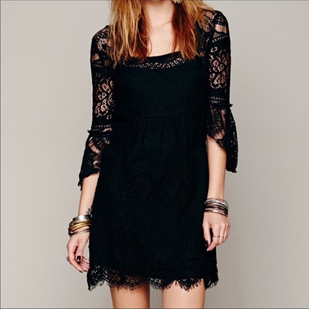 Free People black lace mini dress NWOT